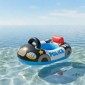 Inflatable Police Car Baby Pool Float with Secure Handle & Comfort Backrest. Safe Toddler Swim Ring Seat for Pool, Beach & Summer Water Fun. Durable Infant Swimming Tube Floaties for Kids Boys Girls. Perfect Summer Swim Toys Gift! (29.5x23.6in)