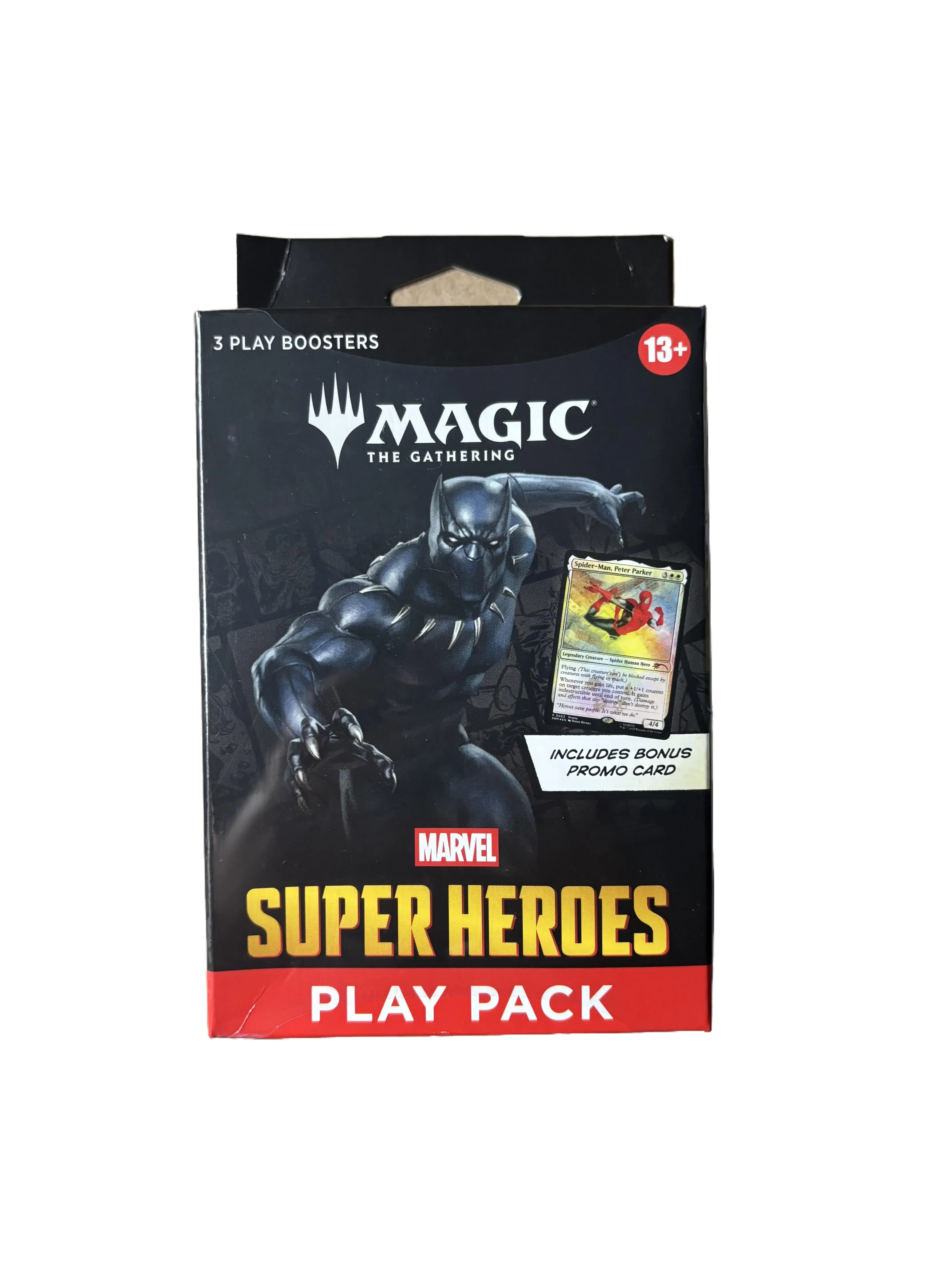 Magic: The Gathering Marvel Super Heroes Play Pack - 3 Play Boosters with Bonus Promo Card for Ages 13+