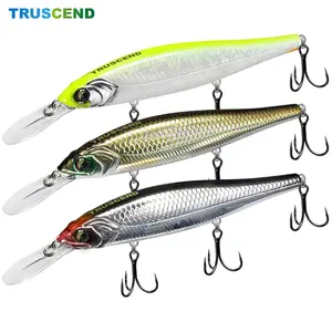 Truscend Suspending Minnow Lures Set Hard Jerkbaits Fishing Gear Swimbait with Treble Hooks Fishing Lures for Bass Trout Walleye Freshwater Saltwater