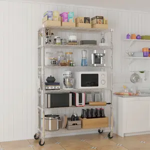 Karl Home 6-Tier NSF-Certified Steel Wire Shelving | Detachable, Free Assembly, with Wheels