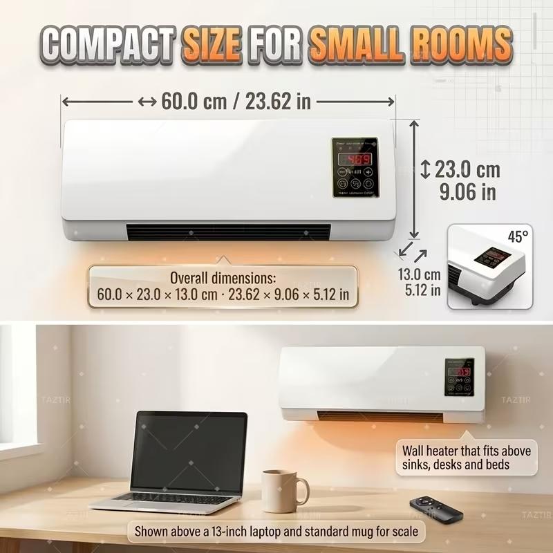 Wall Mounted Fan 1400W Dual Mode Natural Wind Summer Comfort Winter Fast Heating For Home Office Bedroom