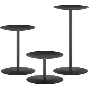Modern Black Candle Stand Candelabras, Set of 3 Metal Candleholder Sets for Pillar Candles, Minimalist Farmhouse Decor for Fireplace Mantel & Dining Table Centerpiece