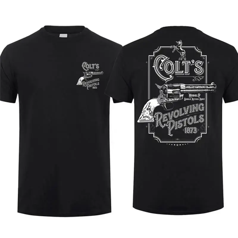 Men's Colt SAA Peacemaker Casual T-Shirt - Classic Revolver Graphic, Old-Style Western Vintage Cowboy Design, Classic Vintage Short-Sleeve Tee for Colt Fans, Western Graphic Print Men's Short-Sleeve Top, Casual T-Shirts, Classic Vintage Men's Short-Sleeve