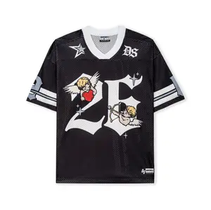 DopeSkill Oversized Jersey Streetwear Graphic Tee Cool V-Neck Black T-Shirt Angel 26 Graphic