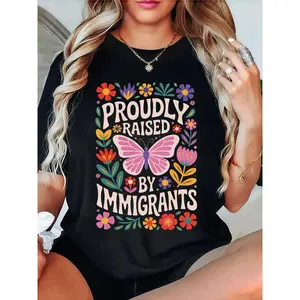 Floral Butterfly Pride Tee for Proudly Raised Immigrants and Descendants
