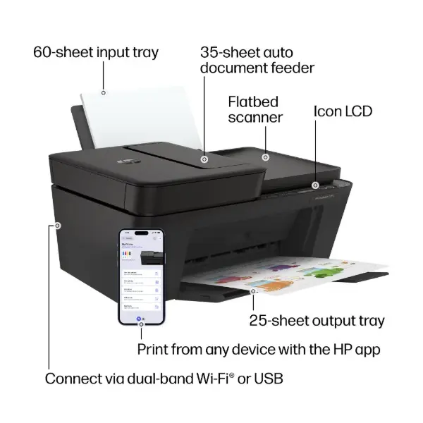 Wireless All-in-One Color Inkjet Printer with Scanner, Copier, 35-Sheet ADF, Mobile Printing, Dual-Band Wi-Fi