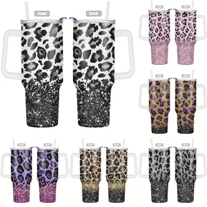 40oz Stainless Steel Tumbler with Lid - Insulated, Reusable Water Bottle in Leopard Print - Perfect for Outdoor Travel & All Seasons - Ideal Mother's Day, Christmas, Valentine's Gift