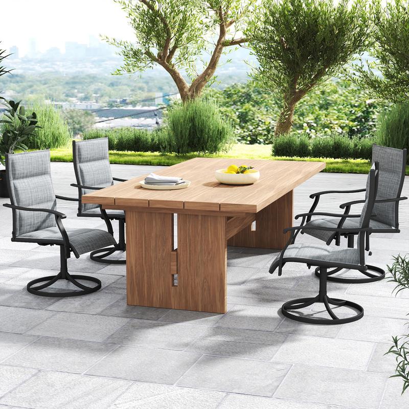 Outdoor Patio Swivel Dining Chairs Set of 2/4, 360 Swivel and All Weather Rocking Chair with Padded Textilene Mesh Fabric and Rust Proof Steel Frame, 400 Lb. Capacity, Grey