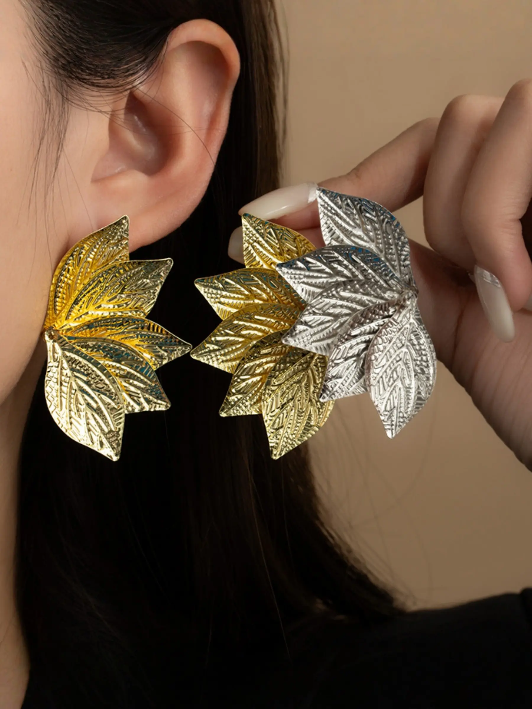 Women's Elegant Leaf Pattern Earrings, Bohemian Multi-Layer Long Dangle Earrings, Fashion Jewelry Accessories, Perfect Gift