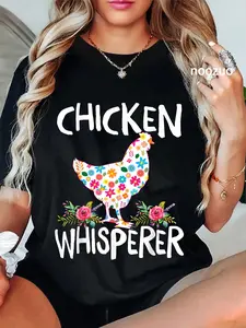 100% Cotton Unisex Chicken Whisperer Funny Chicken for farmers T-Shirt Casual Top