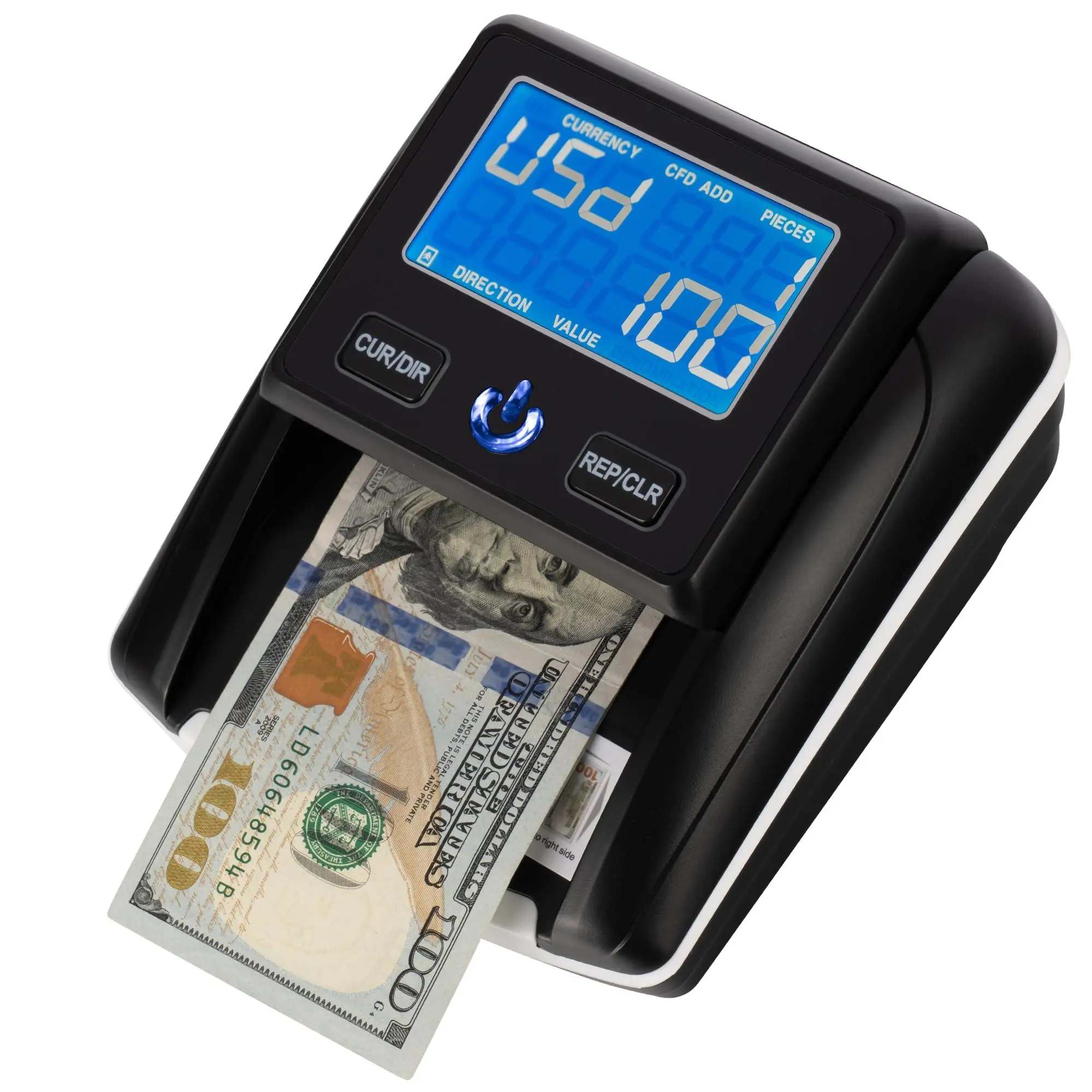 Perco Portable Counterfeit Bill Detector - Compact Lightweight Money Handling Tool with UV, MG1, MG2, IR Detection, Smart Sensors, Scan Function, LED Alert for Small Business, On-The-Go Use