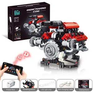 【665 PCS】Ferrari-Style Motorized V8 Engine Model Building Kit, with APP Control & LED Lights 【665 PCS】Ferrari-Style Motorized V8 Engine Model Building Kit, with APP Control & LED Lights