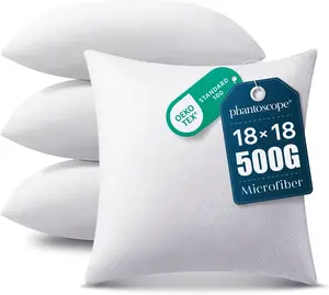 Hypoallergenic Pillow Inserts Square Form Microfiber Throw Pillow Inserts, Couch Bed Pillows 18x18 Inch (Pack of 4)