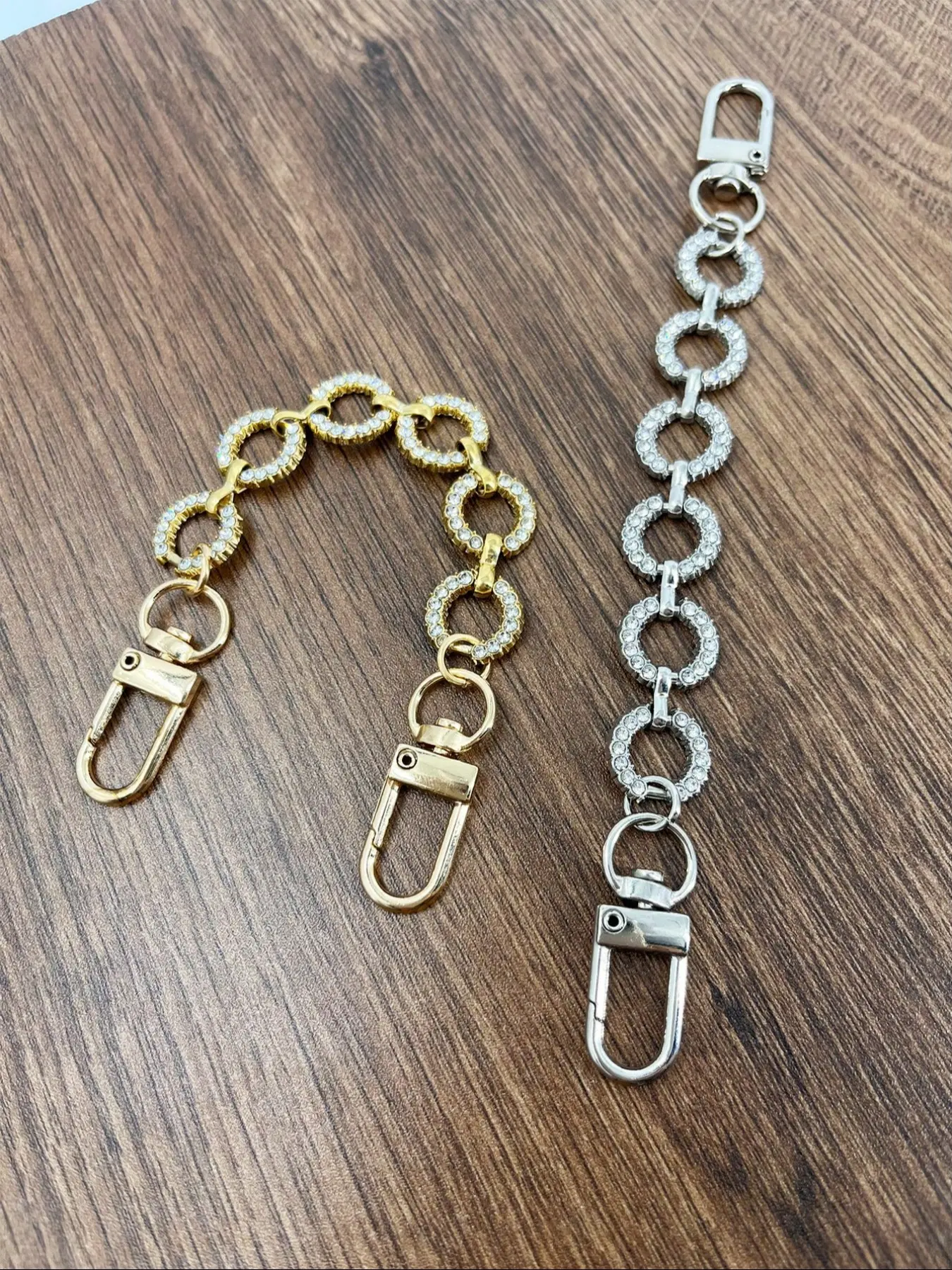 Elegant Rhinestone Decorated Bag Chain Extender, Bag Chains For Handbags, Elegant Chain Strap, European Style Round Ring Design, Perfect Accessory for Handbags & Purses