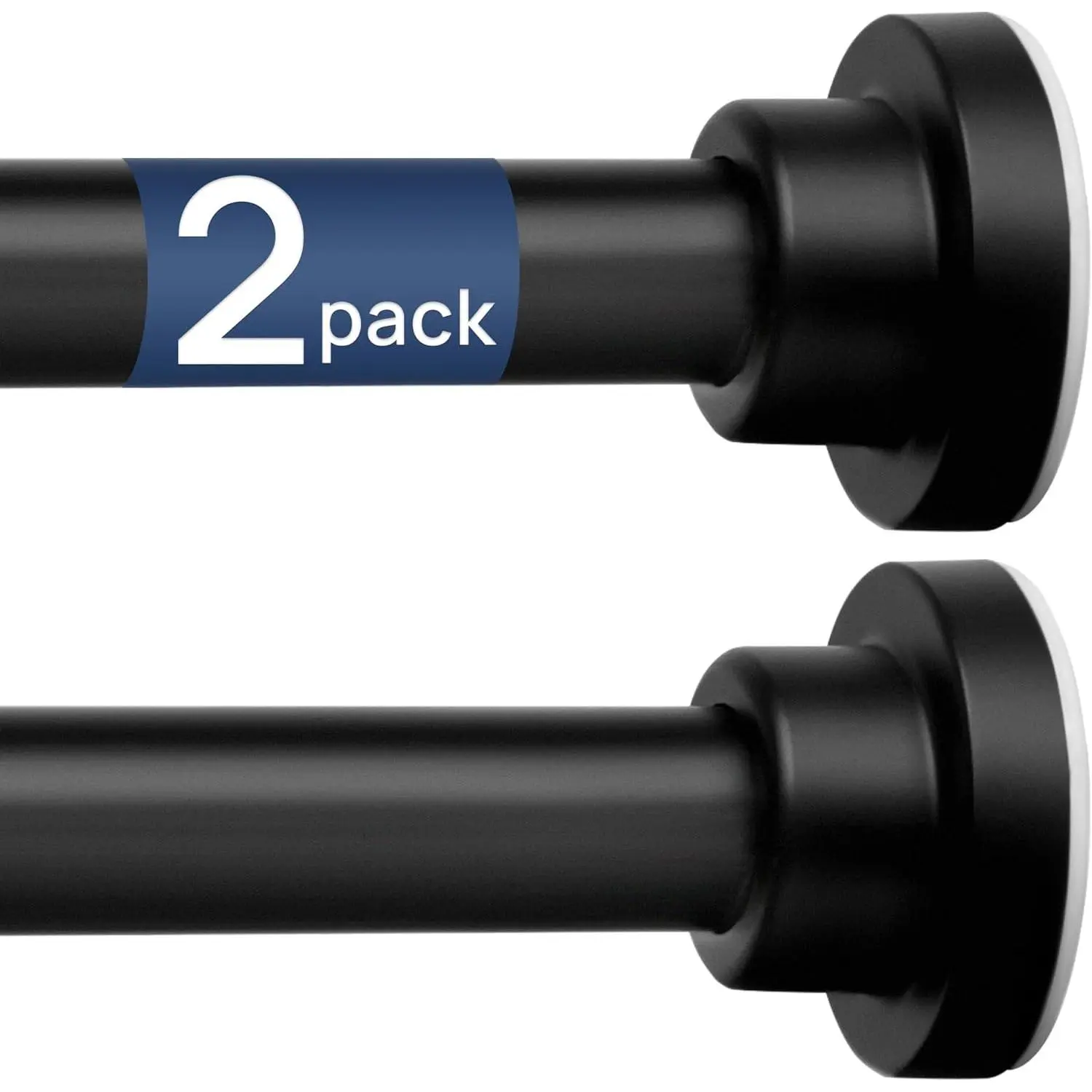 2-Pack Adjustable Non-Slip Spring Tension Curtain Rods - 32-66 In Stainless Steel Matte Black No-Drill Hanging Adjustable Pole for Bathroom Shower, Window, Bathrooms/Windows, Multi-Room Fit