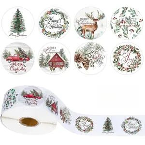 FuRise Christmas Stickers – 500/2500-Pack Holiday Gift Labels, Festive Circle Tags for Cards, Gifts & Packaging, 2.5cm Diameter