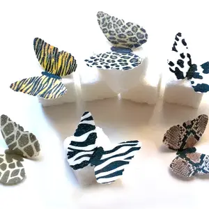 48 Mini Very Small 1" Animal Print Edible Wafer Paper Butterflies  Cake Cupcake Toppers Decoration Cow Giraffe Snake Leopard Cheetah Zebra Tiger