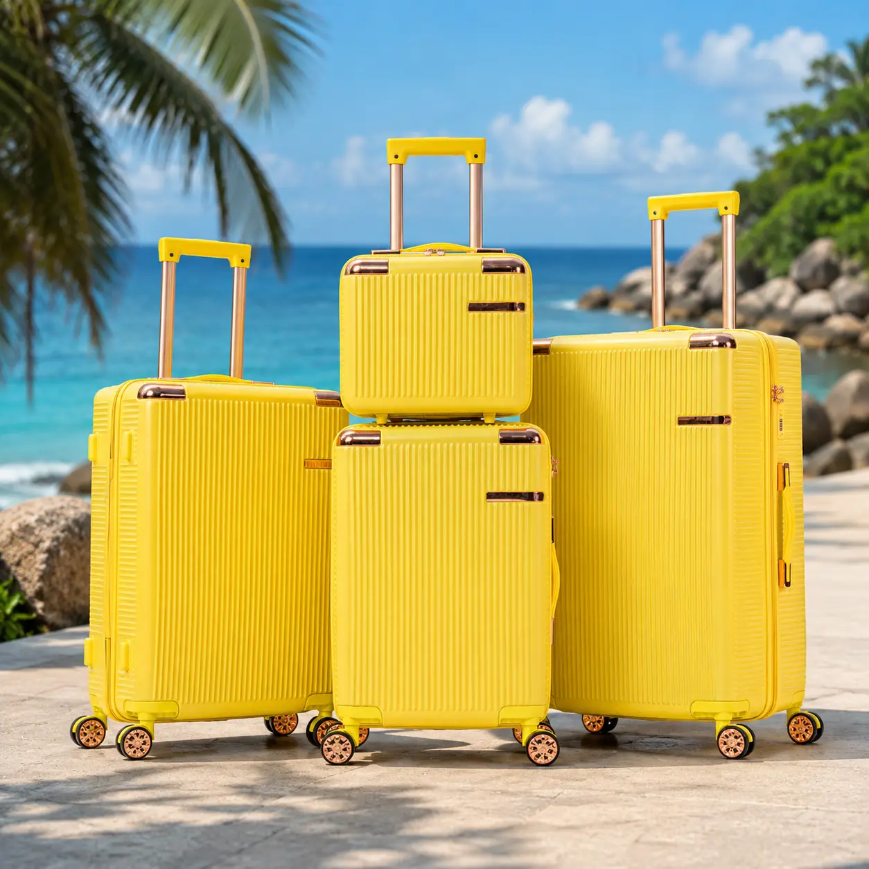 4pcs Luggage Set with Toiletry Bag — Durable Travel Essentials, Carry-On Suitcase with 360° Dual-Spin Wheels