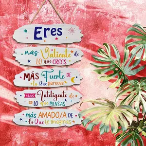 Motivational Spanish Wood Sign, Inspirational Quotes, Colorful Style, Wall Decor, Home Decoration, Suitable for Word Lovers