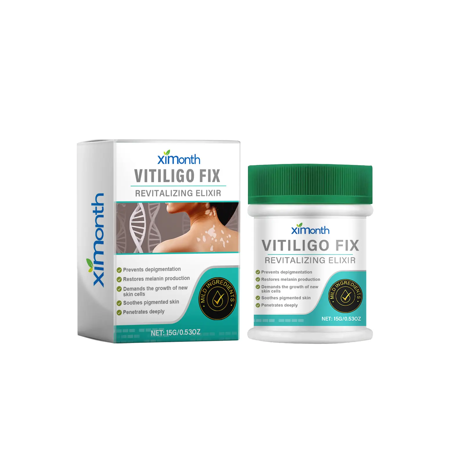 Ximonth Vitiligo Fix Revitalizing Elixir Body Cream - Anti-Bacterial Body Care, Hydrating Moisturizer for Discoloration Correction, Nourishing Skin Repair