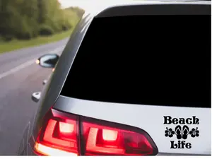 Beach Life Car Decal, Flip Flops Beach Life Car Stickers