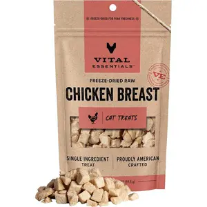 Freeze Dried Chicken Cat Treats – Single Ingredient Grain Free Healthy Snacks for Cats (2.1 oz Bag)
