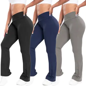 Women's Casual Fleece Lined Bootcut Yoga Pants High Waisted Flare Leggings for Sports Yoga 70% Nylon 30% Spandex Classic Vintage Wide Leg Design