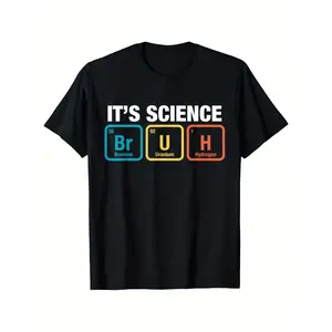 [Science Graphic T-Shirt] Science Periodic Table of Elements Funny Graphic T-Shirt - Soft, Breathable Polyester Short Sleeve Crew Neck Top for Teens - "IT's SCIENCE" Design with Colorful Periodic Table Elements - Perfect for All Seasons