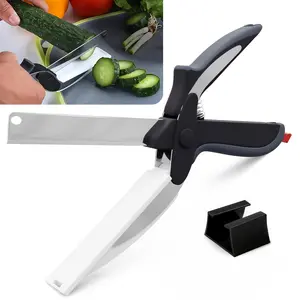 Kitchen Scissors for Food – 2-In-1 Cutting Board Scissors & Knife with Locking Mechanism & Stainless Steel Blades – Multifunctional Kitchen Shears for Effortless Chopping, Slicing & Meal Prep LIBERHAUS