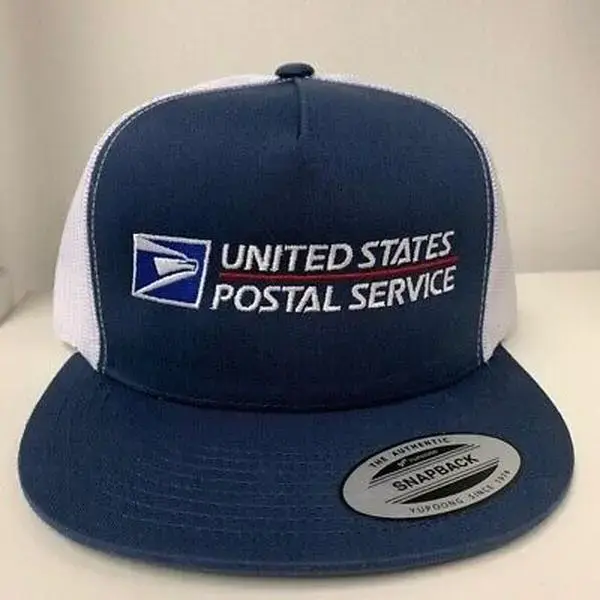 Retro USPS Postal Trucker Hat – White & Navy Mail Man Cap, Vintage Inspired Hat for Men and Women