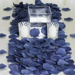 500-Pack Rose Petals Round Design Navy Blue Silk Confetti - Decorative Scatters for Tables and Floors