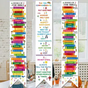 61 Inch Books of the  Banners Posters Fruit of The Spirit Banners Ten Commandments  Classroom Decorations Religious Christian Scripture for Sunday School  Church Playroom (classical 2)