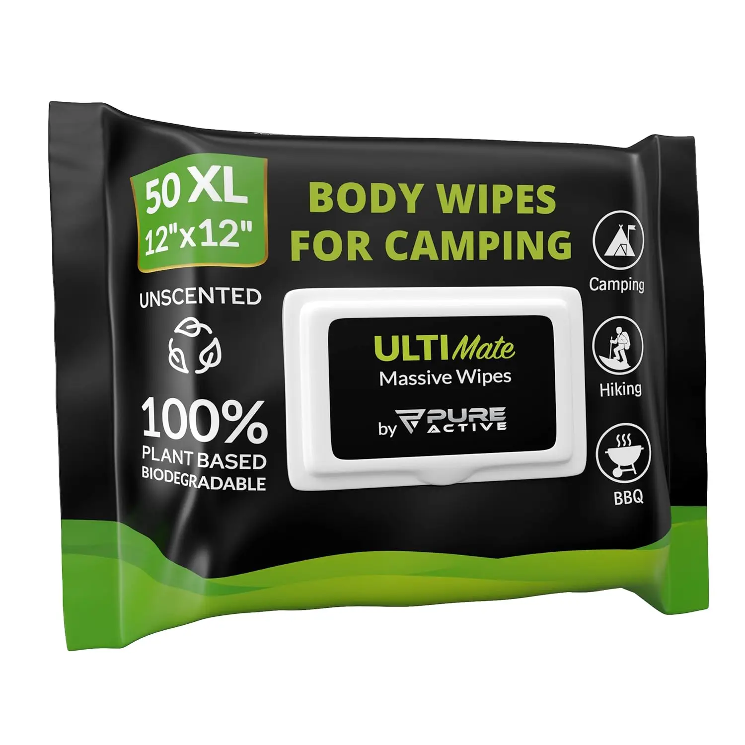 Wipes for Camping 50 XXL Camping Wipes 12''x 12'', Shower  Wipes for Camping,  and  Wipes, Biodegradable Personal Hygiene  Cleansing Wipes for Women Men   Travel