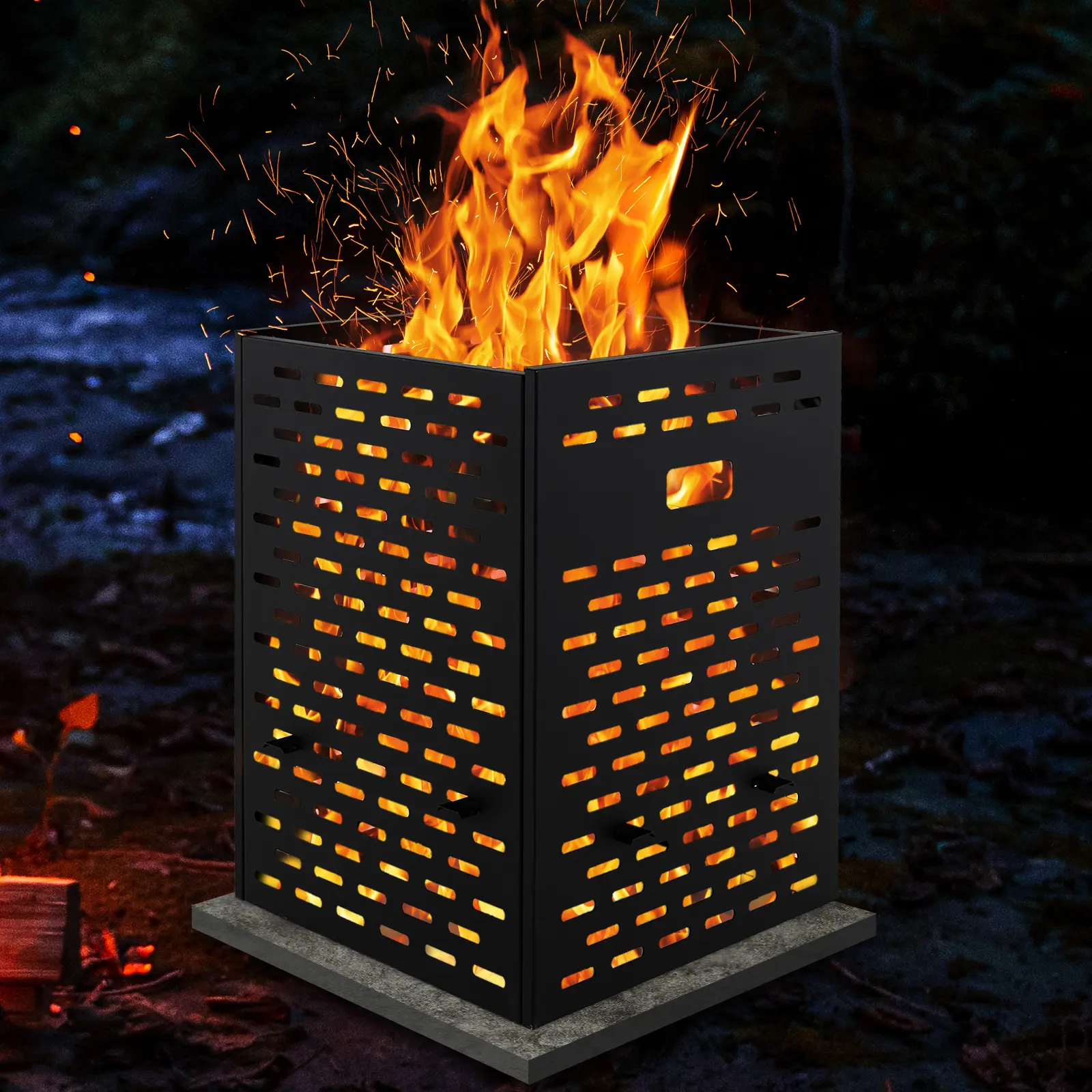 COSTWAY - 30 Inches Ultra Thick Burn Barrel with Venting Patterns and 4 Cross Braces