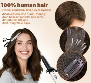 Morningwigs 8x11 Inch Lightweight & Breathable Hair Topper – Made with Real Human Hair, 35g / 120% Density, 12 Inch Length | Designed with 3 Non-Slip BB Clips, Suitable for Left, Middle or Right Part | Natural, Invisible Vol