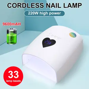 New Crystal Lamp Bead Nail Art Lamp Portable Wireless Phototherapy Lamp Rechargeable Smart 220W Nail Gel Drying Curing Nail Art Lamp Suitable for Nail Salons