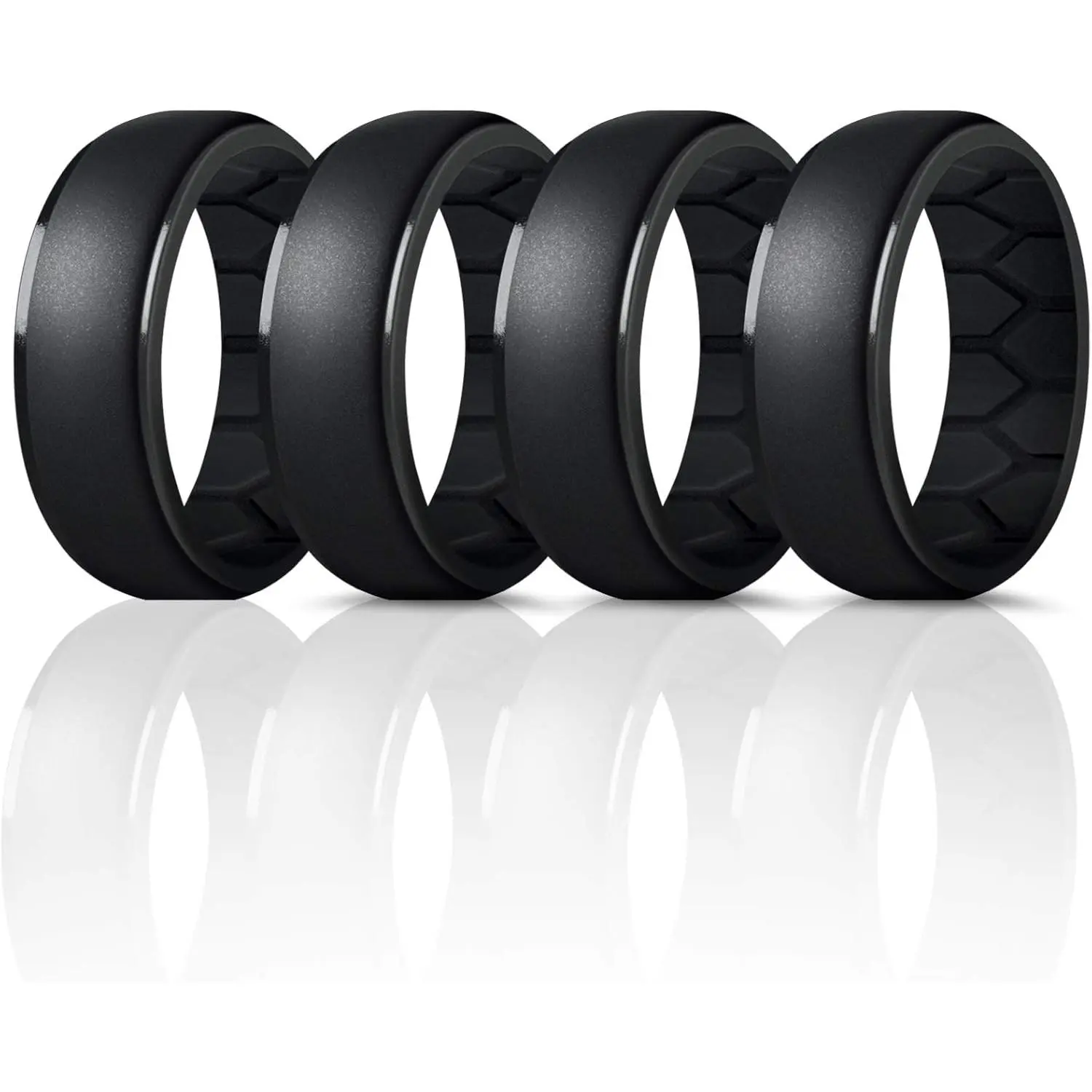 Silicone Wedding Band for Men, 8mm Flexible Ring with a Breathable Inner Circle, 2.5mm Thickness for Active Lifestyles & CrossFit, Silicone Rings, Sporty Rings