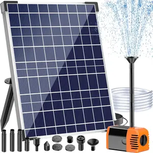 Solar Pond Pump, 25W Solar Fountain Pump with 6.6FT Tubing & 16.5FT Cord, Solar Water Pump with 340GPH Flow Adjustable for Garden Ponds, Fish Tanks Waterfalls & DIY Fountain Water Features