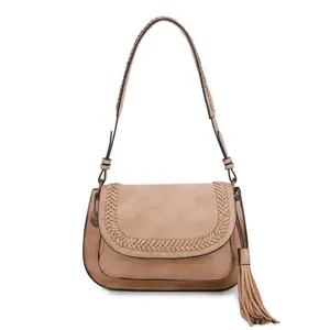 Ampere Creations Alice Classic Vegan Leather Saddle Satchel Woven Bag