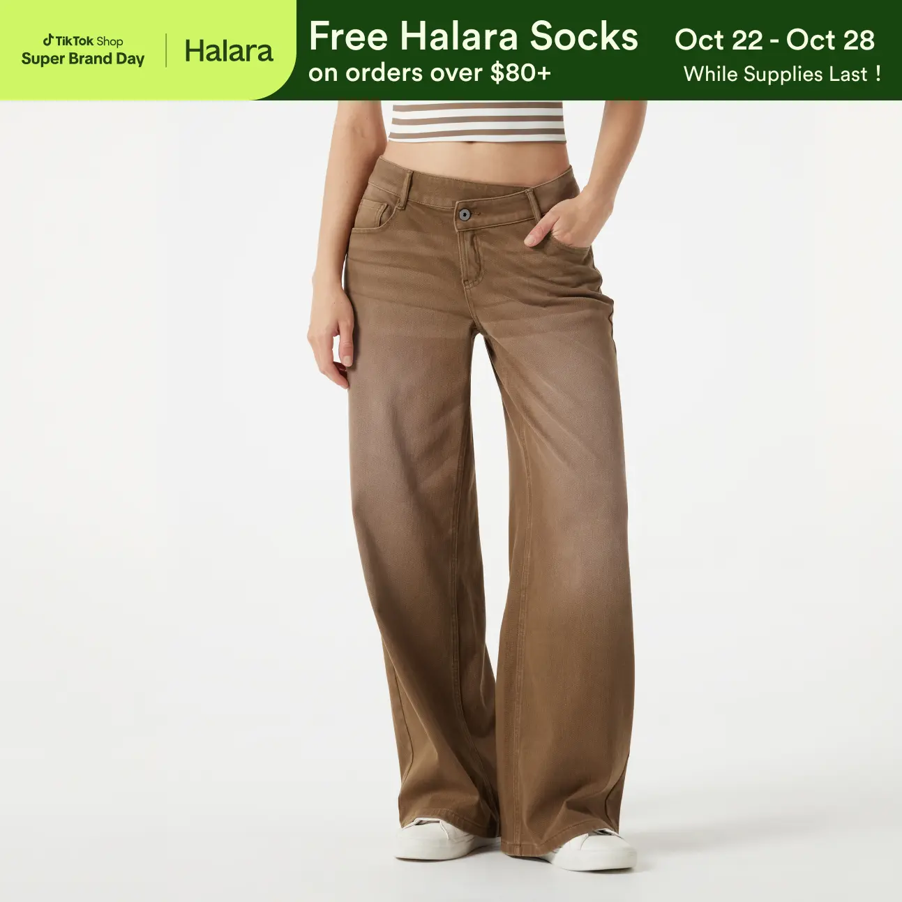 【Creator’s Pick】Halara Flex Asymmetric Low Rise Wide Leg Colorful Washed Casual Jeans with Pockets