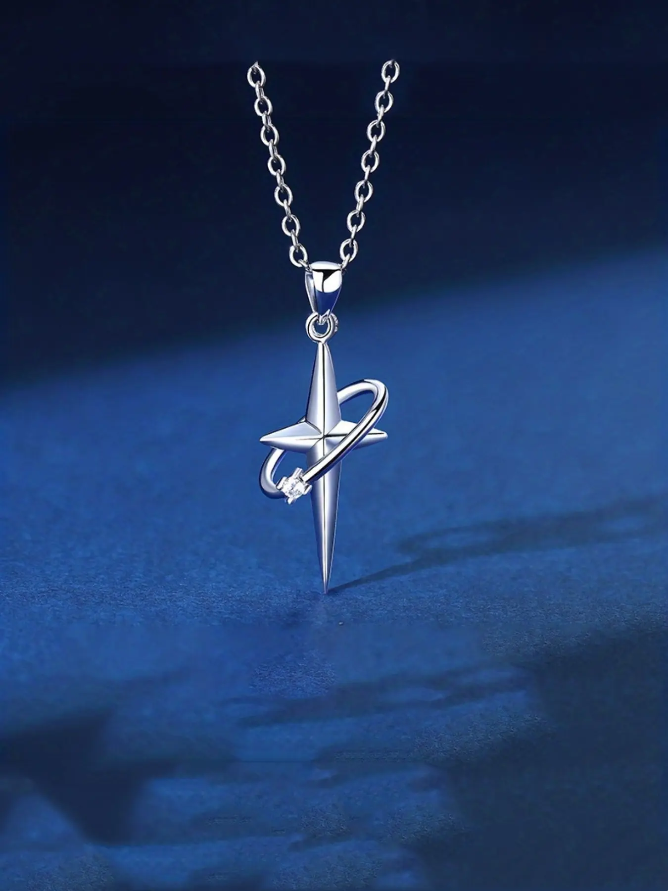 Silvery Punk Necklace with Star Shaped Pendant, Retro Style, Fashionable Accessory, Versatile Accessory for Parties, Birthdays, and Casual Wear Gift, Exquisite Chain Jewelry, Cross Charm Necklace, Trendy Charm Necklaces
