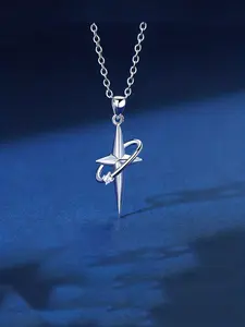 Unique Chic Simple Silvery Punk Necklace with Star Shaped Pendant, Elegant Retro Style, Versatile Accessory for Parties, Birthdays, and Casual Wear Gift From A Best Friend Couple's Gift, Exquisite Chain Jewelry, Cross Charm Necklace