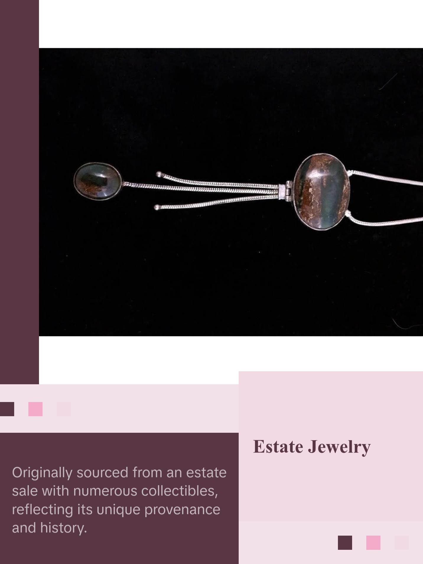 Vintage Sterling Silver Jade Drop Necklace 16" Stunning & Unique Genuine Gemstone Antique Art Deco 1920's Estate Jewelry Natural Stone Piece