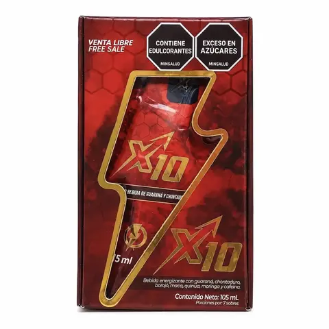 X10 Natural Energy Shot 7 Pack x 15 ml | Guarana Energy Drink | Functional Beverage with Boron & Chontaduro