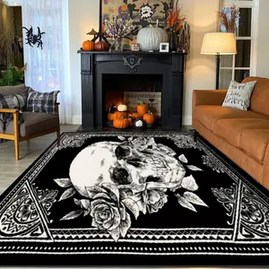 Halloween Skull Pattern Carpet, Home Decor Rug for Living Room Sofa Bedside Coffee Table, Multiple Sizes Available