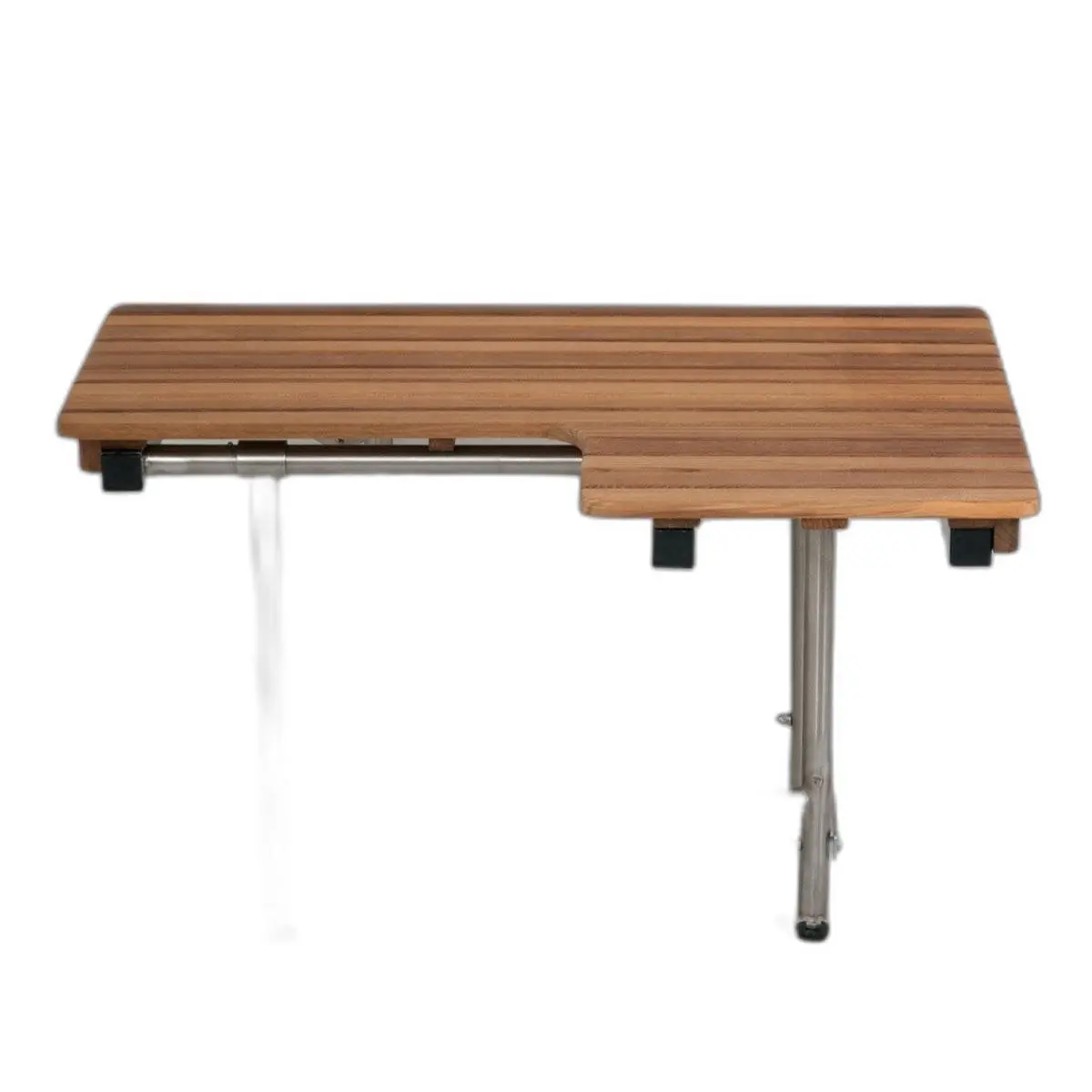 HomeRoots 549361 Bathroom Rectangular Teak Shower Bench, 18x34x22.5 in, Brown, Non-Slip Feet