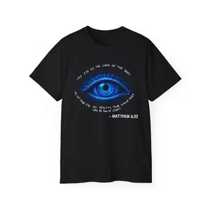Matthew 6:22 Blue Illuminated Eye T-Shirt | Scripture Tee
