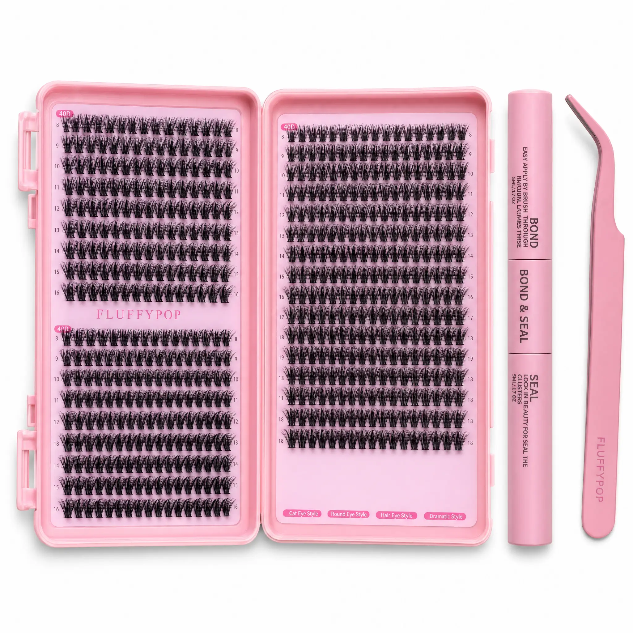 Multi False Eyelashes With Glue Set Long Lasting Natrual Makeup D Volume Thick Fluffy Press Self Adhesive Wear Cluster Lashes Waterproof Sweatproof Cosmetic