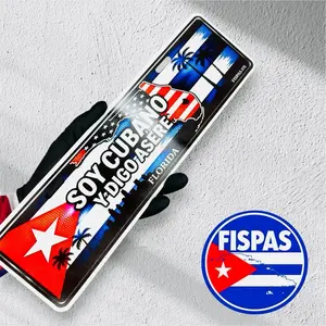 Car Exterior Number Plate - 14x4in Cuban Pride Vibrant Art "Soy Cubano y Digo Asere", Florida Premium Edition, Stylish Car Merch, Vehicle Exterior Decoration Accessory