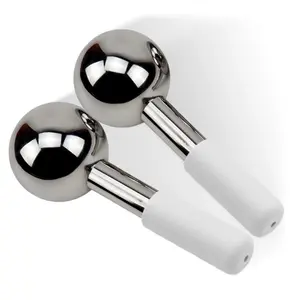 Ice Globes for Facials | Unbreakable Steel Cooling Roller | Cryo Sticks for Face | Massager for Face Neck & Eyes | Skin Care for Dark Circles, Puffiness, Wrinkles, Collagen Production (White)